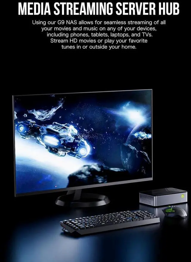 Alt view image 4 of 7 - Mini PC NAS, G9 Intel N150 Dual Boot System Desktop Computer 12GB DDR5 64GB EMMC +512GB SSD, 4*M.2 NVMe Slots, Dual NIC 2.5GbE, USB-C/USB 3.2 10Gbps, Network Attached Storage