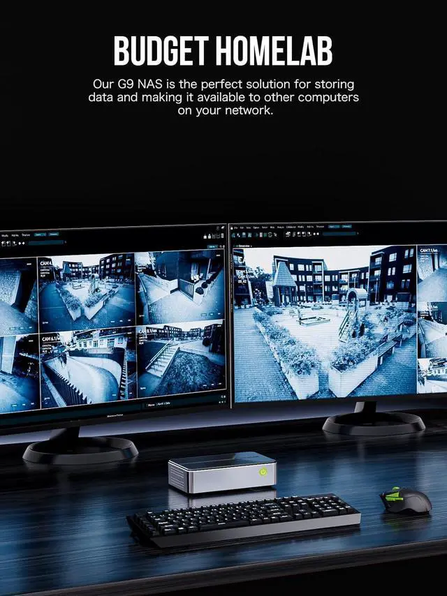 Alt view image 5 of 7 - Mini PC NAS, G9 Intel N150 Dual Boot System Desktop Computer 12GB DDR5 64GB EMMC +512GB SSD, 4*M.2 NVMe Slots, Dual NIC 2.5GbE, USB-C/USB 3.2 10Gbps, Network Attached Storage