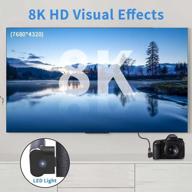 Alt view image 3 of 7 - 8K Micro HDMI to HDMI Adapter, UP Angle 90 Degree Micro HDMI Male to HDMI Female Adapter Extender Adapter with LED Light and Perforated Design for Cameras Camcorder (2 Pack)
