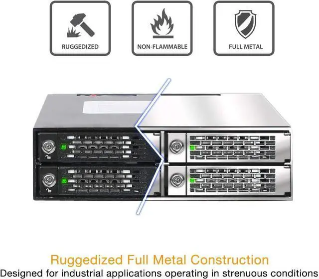 Alt view image 6 of 7 - ICY DOCK 4 Bay 2.5in SAS/SATA HDD/SSD Mobile Rack Enclosure for 5.25" Bay (with Keylock) | ToughArmor MB994SK-1B