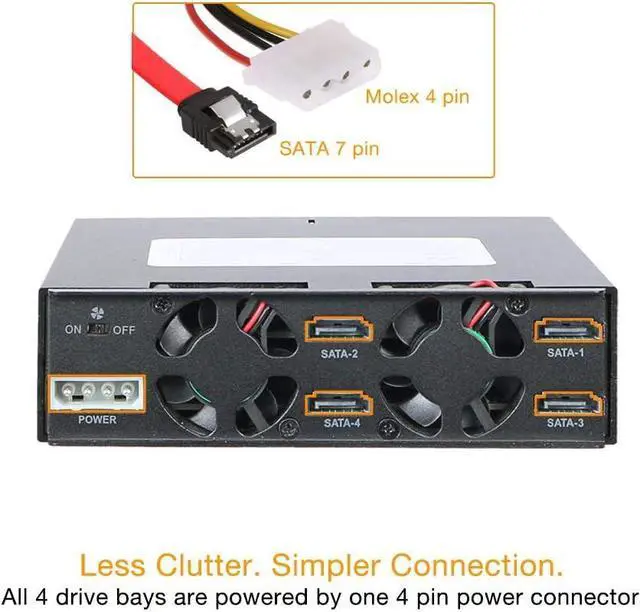 Alt view image 7 of 7 - ICY DOCK 4 Bay 2.5in SAS/SATA HDD/SSD Mobile Rack Enclosure for 5.25" Bay (with Keylock) | ToughArmor MB994SK-1B