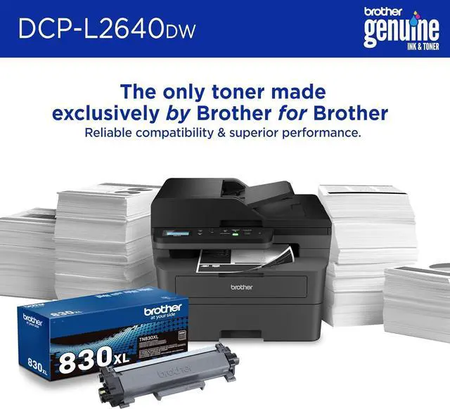 Alt view image 4 of 7 - Brother DCP-L2640DW Wireless Compact Monochrome Multi-Function Laser Printer with Copy and Scan, Duplex, Mobile, Black & White | Includes Refresh Subscription Trial
