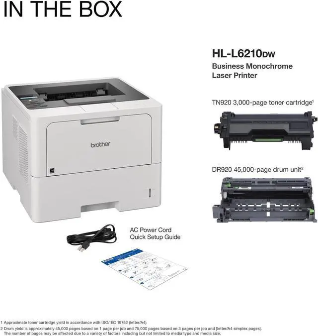 Alt view image 4 of 4 - Brother HL-L6210DW Business Monochrome Laser Printer with Large Paper Capacity, Wireless Networking, and Duplex Printing, White
