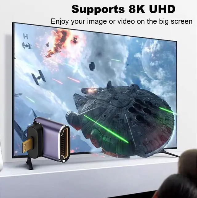 Alt view image 5 of 6 - 8K Micro HDMI to HDMI Adapter (2 Pack), Up and Down 90 Degree Right Angle Micro HDMI Converter Connector for Sony A6000, Raspberry Pi 4, GoPro Hero 7 and Other Sport Camera