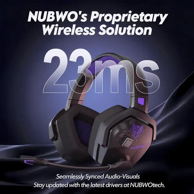 Alt view image 3 of 7 - G06 Dual Wireless Gaming Headset with Microphone for PS5, PS4, PC - 23ms Low Latency Audio - 100-Hour of Playtime - 50mm Drivers (Black-Purple)