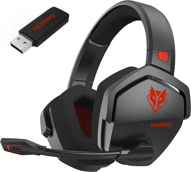 Main image of 06 Dual Wireless Gaming Headset with Microphone for PS5, PS4, PC - 23ms Low Latency Audio - 100-Hour of Playtime - 50mm Drivers (Black-Red)
