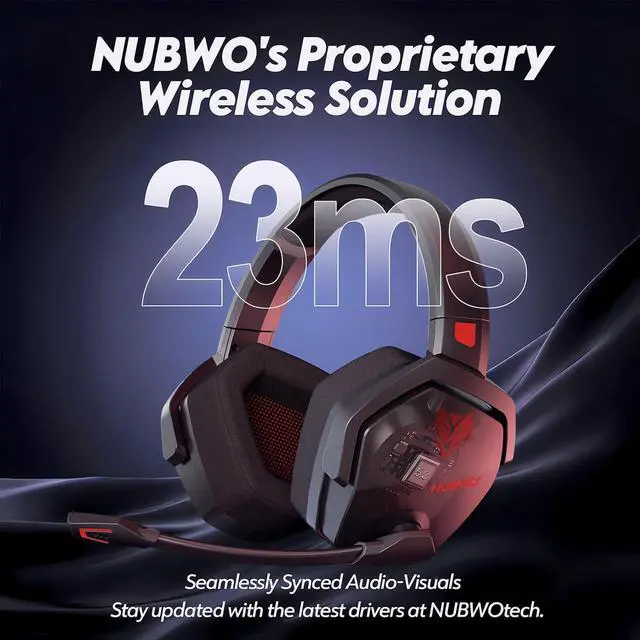 Alt view image 3 of 7 - 06 Dual Wireless Gaming Headset with Microphone for PS5, PS4, PC - 23ms Low Latency Audio - 100-Hour of Playtime - 50mm Drivers (Black-Red)