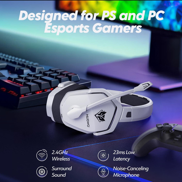 Honcam HC-SA202F Wireless Bluetooth Gaming Headset – RGB Mic, Low Latency For PS5/PC/Xbox