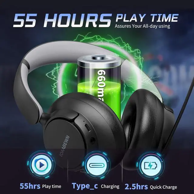 Alt view image 2 of 7 - Wireless Gaming Headset for PS5 PS4, 2.4GHz/ 55H Battery Gaming Headsets with Mic for PS5 Headset, Low Latency Bluetooth 5.3 Gaming Headphones for Switch Laptop Phone PC Meeting Grey