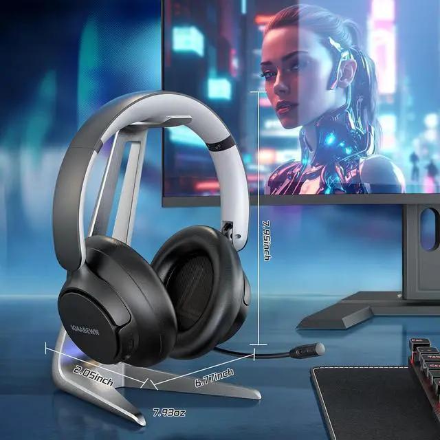 Alt view image 7 of 7 - Wireless Gaming Headset for PS5 PS4, 2.4GHz/ 55H Battery Gaming Headsets with Mic for PS5 Headset, Low Latency Bluetooth 5.3 Gaming Headphones for Switch Laptop Phone PC Meeting Grey