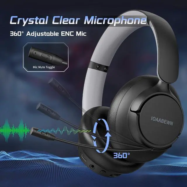 Alt view image 5 of 7 - Wireless Gaming Headset for PS5 PS4, 2.4GHz/ 55H Battery Gaming Headsets with Mic for PS5 Headset, Low Latency Bluetooth 5.3 Gaming Headphones for Switch Laptop Phone PC Meeting Grey