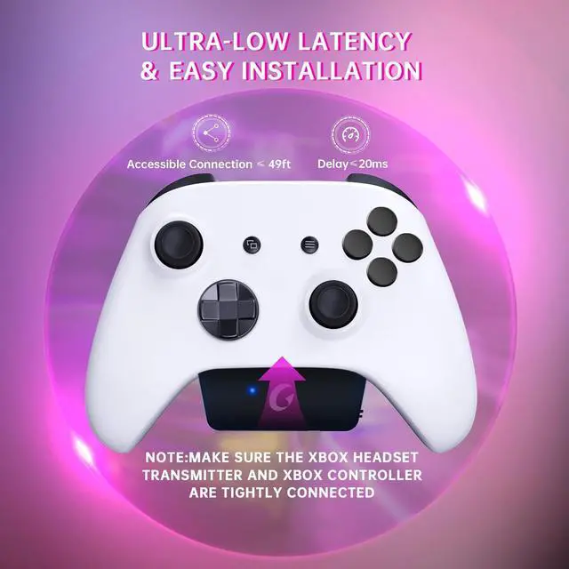 Alt view image 2 of 7 - Wireless Gaming Headset for Xbox Series X|S, Xbox One, PC, PS5/4, Mac, Mobile, Switch, 3D Surround Sound, Bluetooth 5.3, 60H Battery, Gaming Headphones with Detachable Noise Canceling Mic-Pink