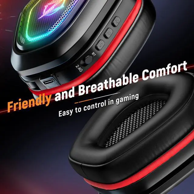 Alt view image 4 of 7 - Wireless Gaming Headset with Flip Microphone,Red