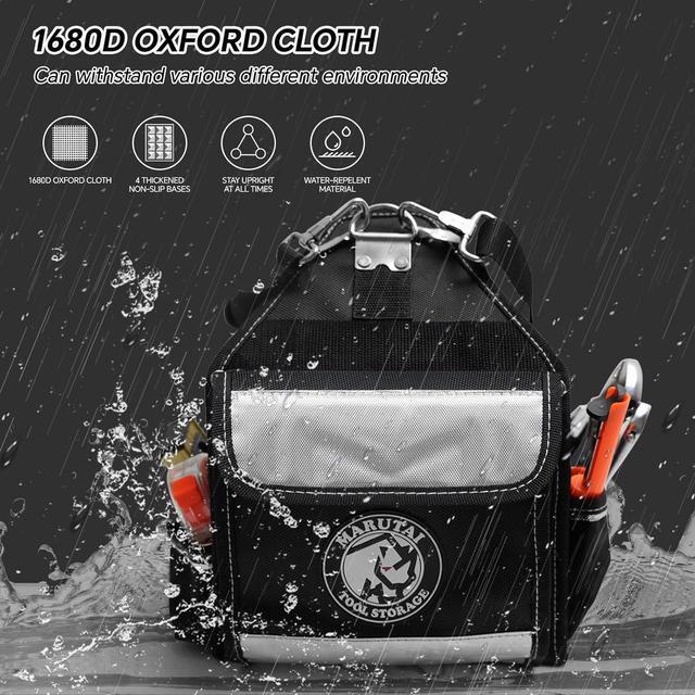 Alt view image 3 of 6 - 44 Pockets Tool Tote Bag, Tool Bags with Adjustable Straps and Waterproof Base, 10'' Electrician Tool Bags Organizer for Men and Women