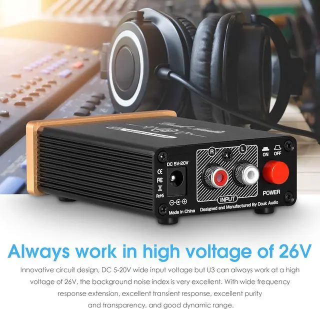 Alt view image 2 of 6 - U3 Headphone Amps, Mini Hi-Fi Amplifier for Home Desktop PC 6.35mm / 3.5mm Headsets, Class A, RCA Input, DC 5V