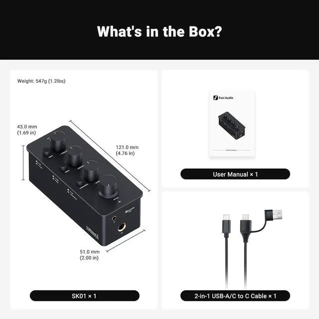 Alt view image 7 of 7 - SK01 Headphone Amplifier Equalizer Preamp with Bass Midrange Treble Tone Control and Loudness Compensation Portable Class A Analog Amp for Electric Guitar Instrument with 3.5mm 6.35mm Jacks