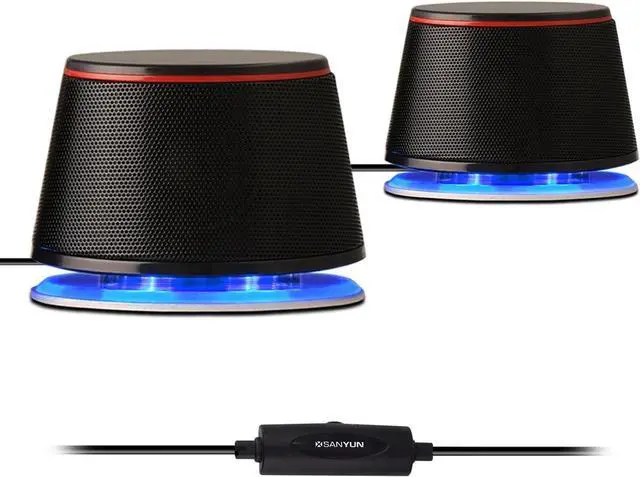 Main image of SW102 Computer Speakers, 5Wx2, Deep Bass in Small Body, Stereo 2.0 USB Powered 3.5mm Aux Multimedia Speakers, Built-in Bottom Bass Radiators, PC Laptop Desktop Speakers, Black