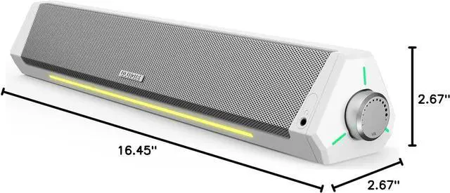 Main image of Computer Speakers, Bluetooth Computer Soundbar, HiFi Stereo, 3.5mm Aux-in Connection, USB Powered Computer Speakers for Desktop Monitor, PC, Laptop, Tablets,White