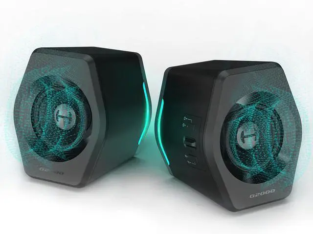 Main image of G2000 32W PC Gaming Computer Speakers for Laptop Mac Desktop Computer Woofer Speakers Bluetooth USB 3.5mm AUX Inputs RGB Lights Multimedia Speakers Black