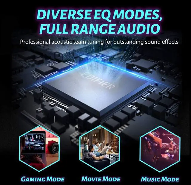 Alt view image 4 of 6 - G2000 32W PC Gaming Computer Speakers for Laptop Mac Desktop Computer Woofer Speakers Bluetooth USB 3.5mm AUX Inputs RGB Lights Multimedia Speakers Black