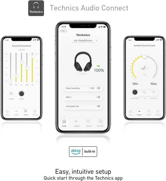 Alt view image 7 of 7 - Technics Wireless Noise Cancelling Headphones, 50 Hours Battery Life, High-Fidelity Bluetooth Headphones with Multi-Point Connectivity, Impressive Call Quality, and Comfort Fit - Silver