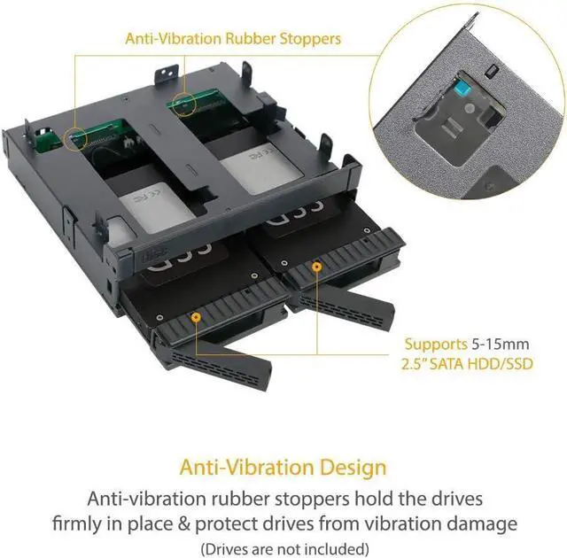 Alt view image 5 of 7 - ICY DOCK 2 Bay 2.5 SAS/SATA HDD/SSD Mobile Rack Enclosure + Ultra Slim/Slim CD DVD-ROM Optical Drive Slot for 5.25 Bay | ExpressCage MB732SPO-B