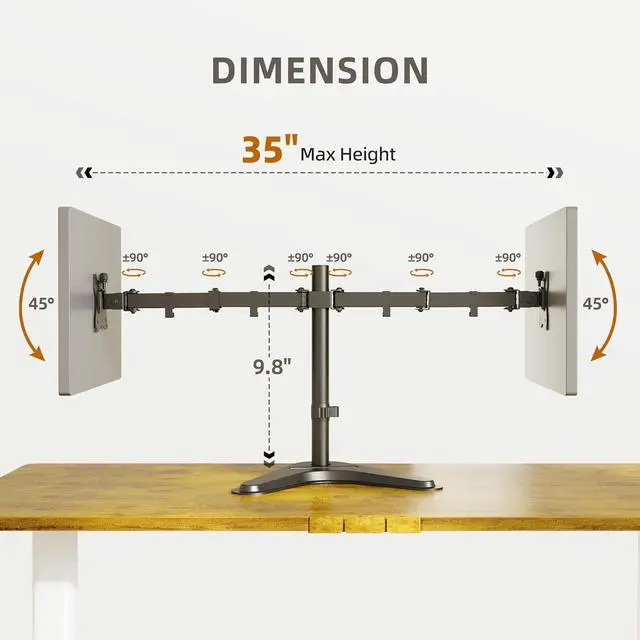 Alt view image 3 of 7 - Dual Monitor Mount, Ergonomic Adjustable Monitor Arm for Max 32 inch Screens, Adjustable Computer Monitor Stand up to 40 lbs, VESA Mounting Holes 75&100mm, Black