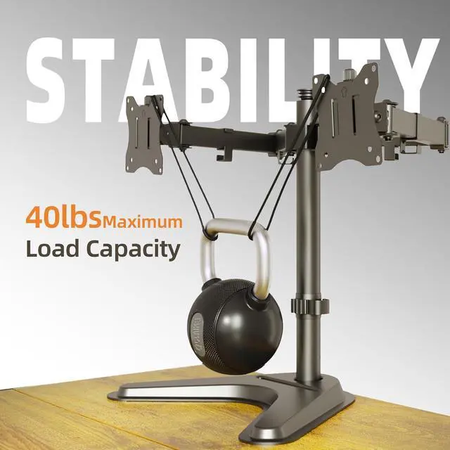 Alt view image 2 of 7 - Dual Monitor Mount, Ergonomic Adjustable Monitor Arm for Max 32 inch Screens, Adjustable Computer Monitor Stand up to 40 lbs, VESA Mounting Holes 75&100mm, Black