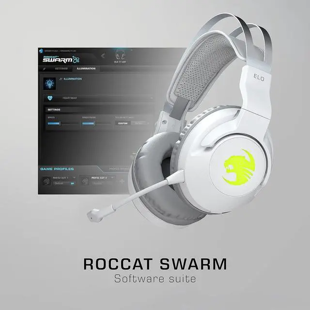 Alt view image 5 of 7 - ROCCAT Elo 7.1 Air PC Wireless Gaming Headset, Surround Sound Headphones with Detachable Noise Cancelling Microphone, 50mm Drivers, 24 Hr Battery Life, RGB Lighting, White