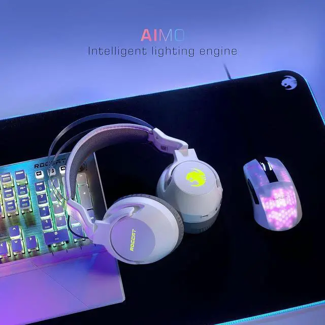 Alt view image 6 of 7 - ROCCAT Elo 7.1 Air PC Wireless Gaming Headset, Surround Sound Headphones with Detachable Noise Cancelling Microphone, 50mm Drivers, 24 Hr Battery Life, RGB Lighting, White