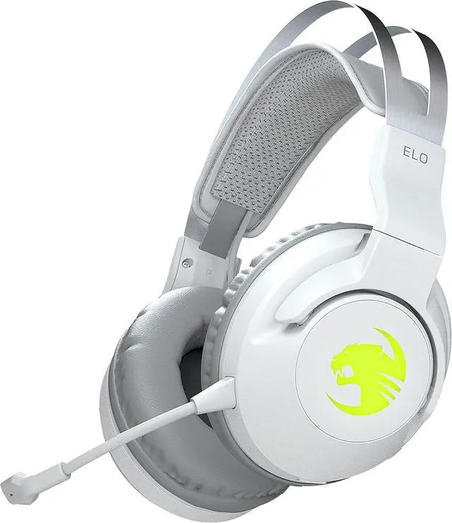 Main image of ROCCAT Elo 7.1 Air PC Wireless Gaming Headset, Surround Sound Headphones with Detachable Noise Cancelling Microphone, 50mm Drivers, 24 Hr Battery Life, RGB Lighting, White