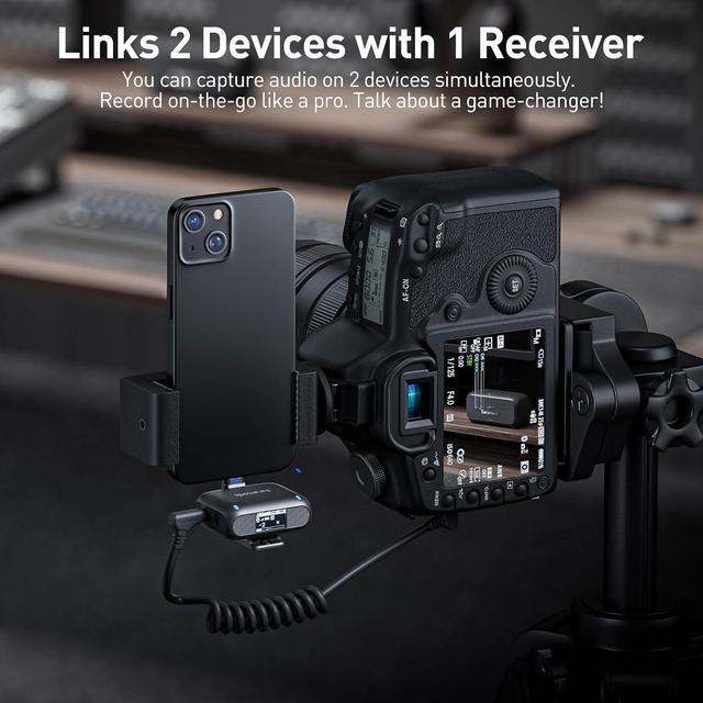 Alt view image 2 of 6 - Saramonic Wireless Lavalier Microphone for iPhone Android Type-C Smartphone Camera, 492ft Range, 20h Battery Life, Clip on Wireless Lapel Mic for Live Streaming Video Conference Recording