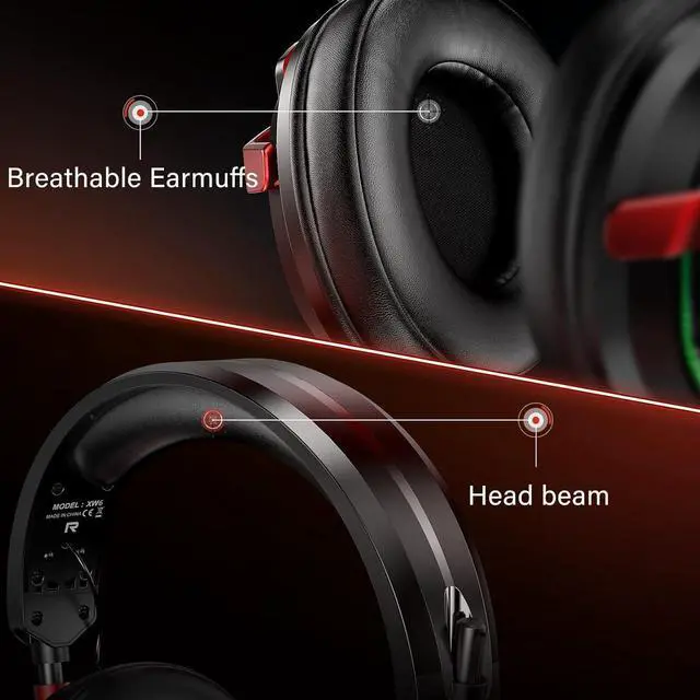 Alt view image 6 of 7 - PC Gaming Headset with Mic for PS5 PS4 Xbox, USB Headset with 7.1 Surround Sound, Wired 3.5mm Headphones, RGB