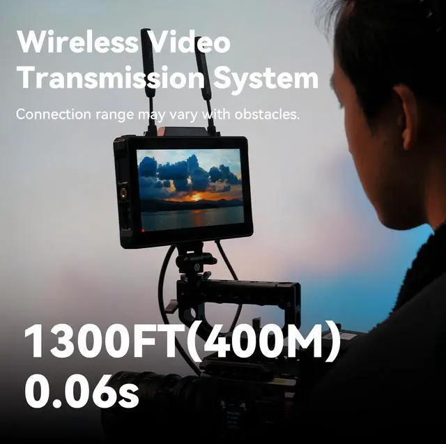 Alt view image 4 of 7 - Hollyland Pyro 7 Wireless Video Transmitter & Receiver & 7 inch Camera Field Monitor HDMI & SDI 1300ft Range, 60ms Latency Auto Dual-Band Hopping with Waveform, LUTs, Recording, Vector Scope,Solo kit