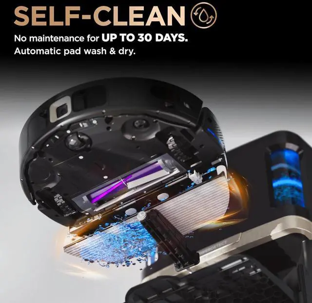 Alt view image 7 of 7 - Shark Robot Vacuum & Mop Combo, PowerDetect NeverTouch Pro, Self-Emptying, Self-Refill with Self-Clean Pad Wash & Dry, 60-Day Debris Capacity, 30-Day Refill Tank, 5 PowerDetect Technologies
