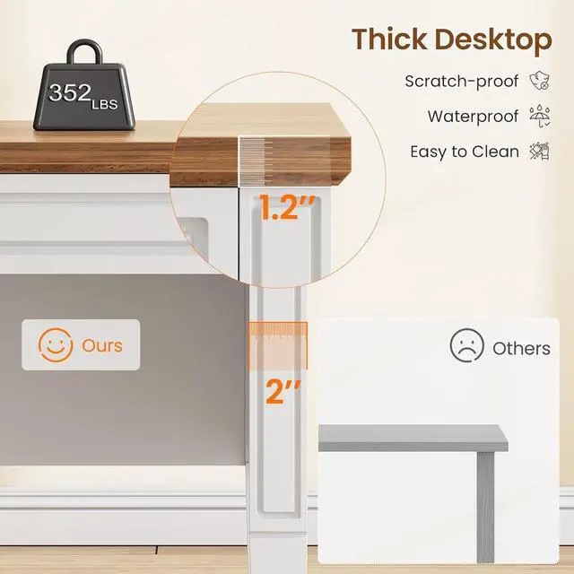Alt view image 7 of 7 - 63" Executive L Shaped Desk, Home Office Desk with 4 Drawers, Farmhouse Corner Computer Desk with Storage & File Drawers for Home Office, White