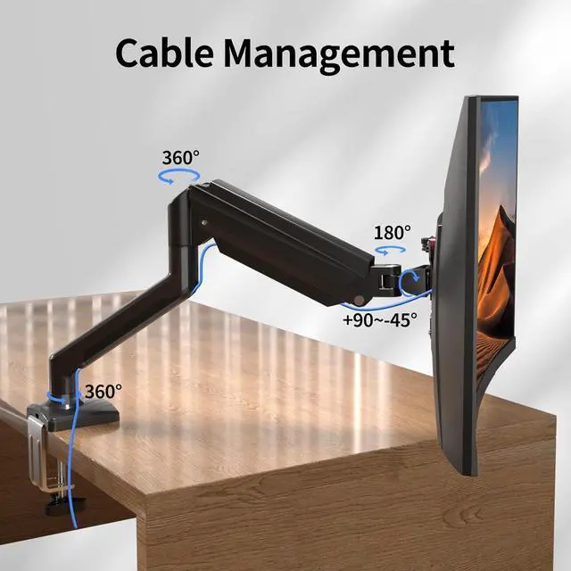 Alt view image 3 of 7 - Single Monitor Mount for 13-32 inch, Adjustable Gas Spring Monitor Arm Desk Mount Stand, 4.4-19.8lbs Screen, with VESA Mount 75x75/100x100mm