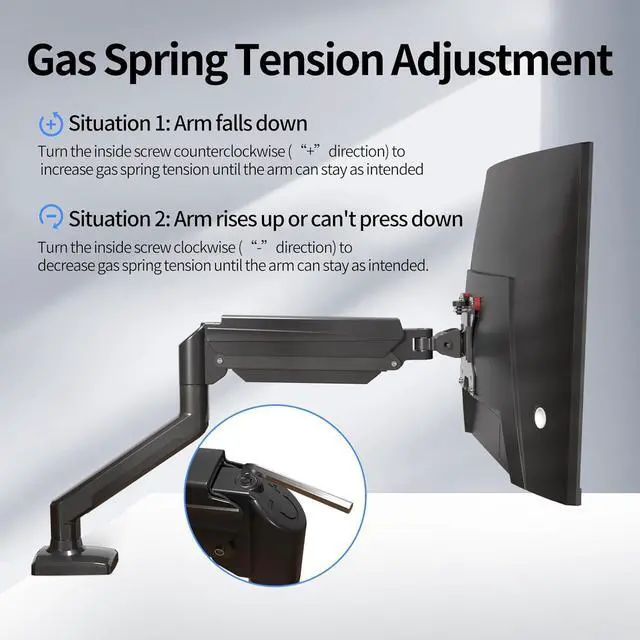Alt view image 7 of 7 - Single Monitor Mount for 13-32 inch, Adjustable Gas Spring Monitor Arm Desk Mount Stand, 4.4-19.8lbs Screen, with VESA Mount 75x75/100x100mm