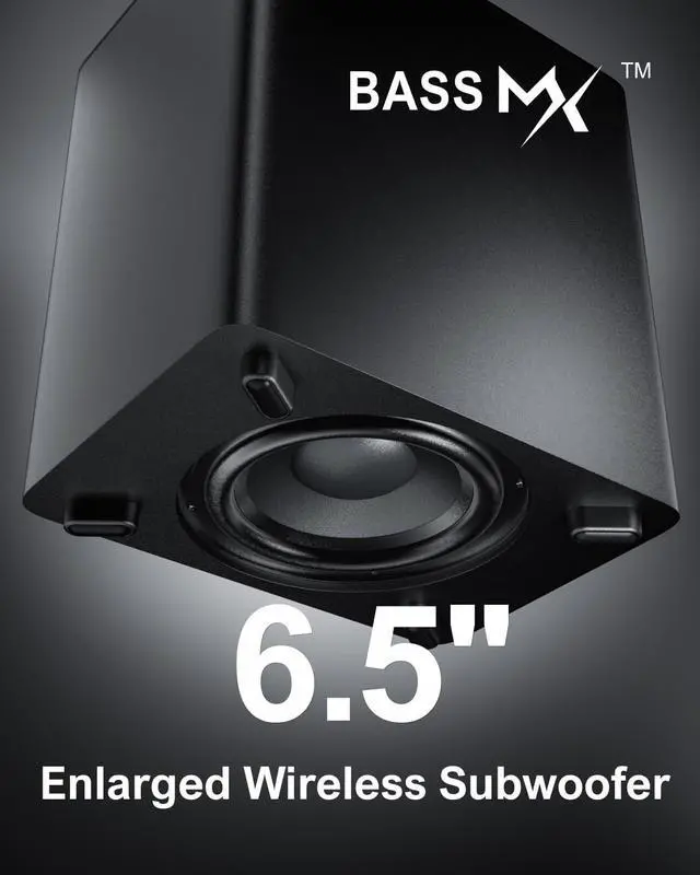Alt view image 4 of 7 - 7.1ch Soundbar with Wireless Subwoofer, Virtual Surround Sound System for TV, App Control, 410W Peak Power, Sound bar for TV, 4 Wired Surround Speakers, Home Theater Sound System Poseidon D70