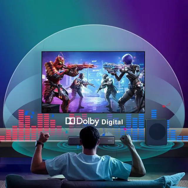 Alt view image 2 of 6 - 2.1 ch Soundbar with subwoofer, Dolby Digital 200W Sound Bars TV Speaker Home Theater Audio Surround Sound System, HDMI eARC/Bluetooth/DSP/Remote Control External Speakers for Smart TVs