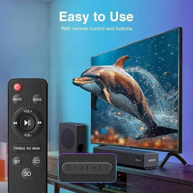 Alt view image 5 of 6 - 2.1 ch Soundbar with subwoofer, Dolby Digital 200W Sound Bars TV Speaker Home Theater Audio Surround Sound System, HDMI eARC/Bluetooth/DSP/Remote Control External Speakers for Smart TVs