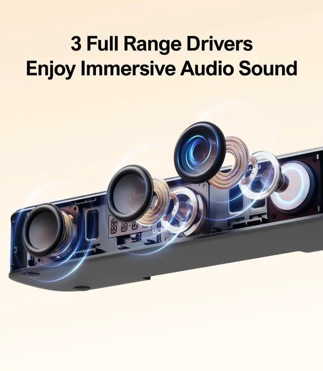 Alt view image 6 of 7 - 7.1ch Virtual Surround Sound Bar, Surround Sound System for TV, Sound Bar for Smart TV with 4 Surround Speakers, Peak Power 330W, App Control, TV Soundbar with Subwoofer, Opt/AUX/BT, Aura A40