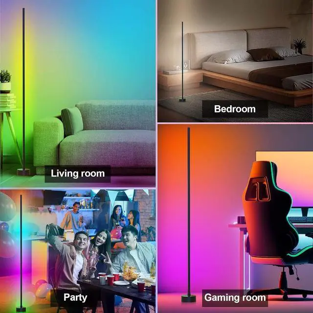 Alt view image 7 of 7 - Corner Floor Lamp - Smart RGB LED Corner Lamp with App and Remote Control, 16 Million Colors & 68+ Scene, Music Sync, Timer Setting - Ideal for Living Rooms, Bedrooms, and Gaming Rooms