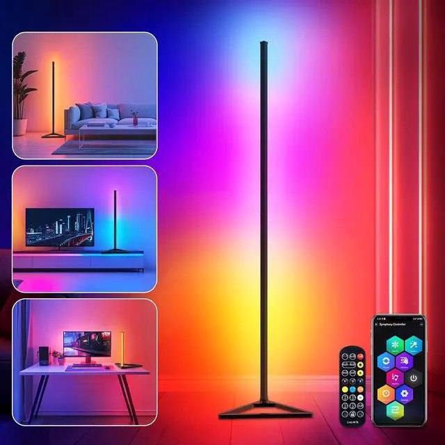 Main image of RGBIC Floor Lamp,16 Million Colors LED Floor Lamps 141 cm Lamps for Living Room with Music Sync,Standing Lamp with App and Remote Control,Gaming Ambient Lighting Corner Lamp Bedroom Decor