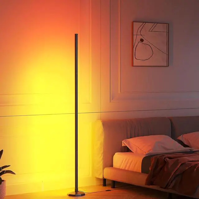 Alt view image 7 of 7 - RGB LED Floor Lamp, 57" Corner Lamp with 80+ Scene & Timer, Smart Modern Ambient Lighting with Music Sync & 16 Million Colors, Remote & App Floor Lamps for Living Room, Gaming Room, Bedrooms