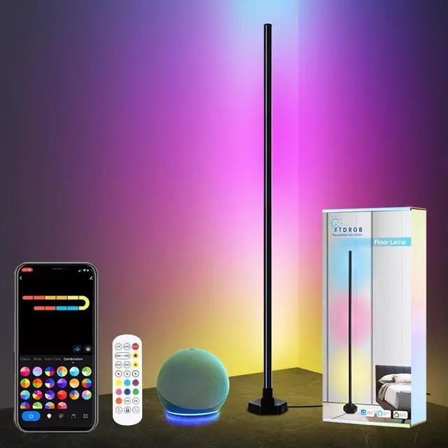 Main image of Led Floor Lamp, Corner Lamp Compatible with Alexa, RGB Corner Floor Lamp with Music Sync, 16 Million DIY Colors for Bedroom