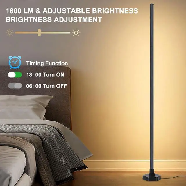 Alt view image 4 of 7 - Led Floor Lamp, Corner Lamp Compatible with Alexa, RGB Corner Floor Lamp with Music Sync, 16 Million DIY Colors for Bedroom