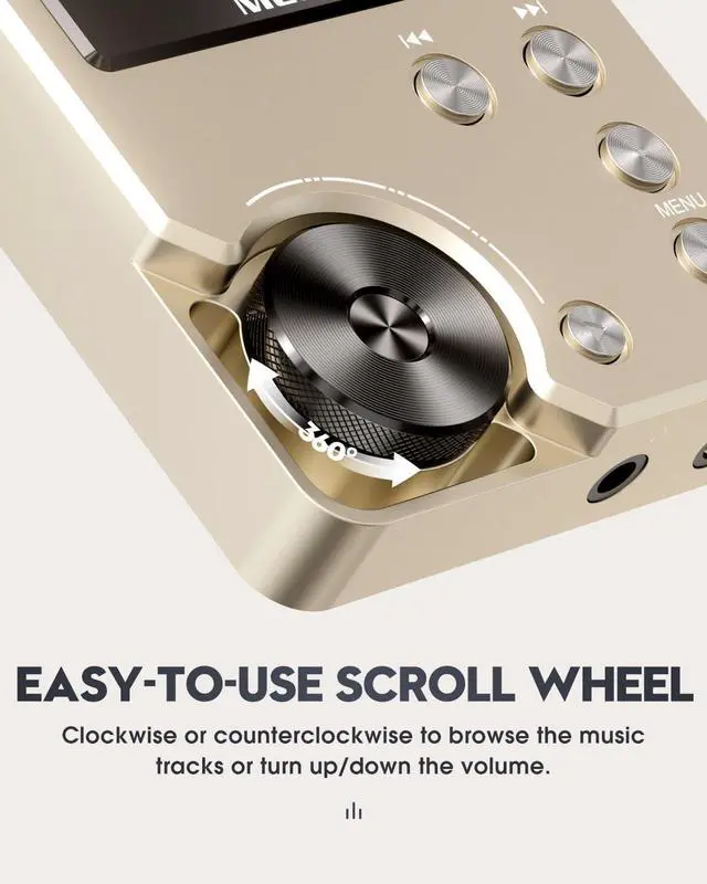 Alt view image 4 of 7 - M30 HiFi MP3 Player, Lossless DSD High Resolution Digital Audio Music Player, High-Res Portable Audio Player with 64GB Memory Card (Gold)