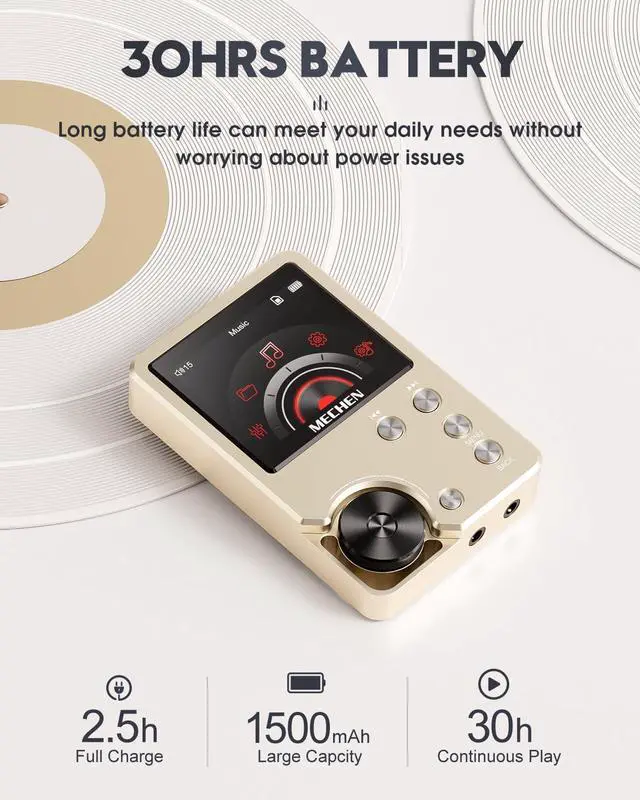 Alt view image 6 of 7 - M30 HiFi MP3 Player, Lossless DSD High Resolution Digital Audio Music Player, High-Res Portable Audio Player with 64GB Memory Card (Gold)