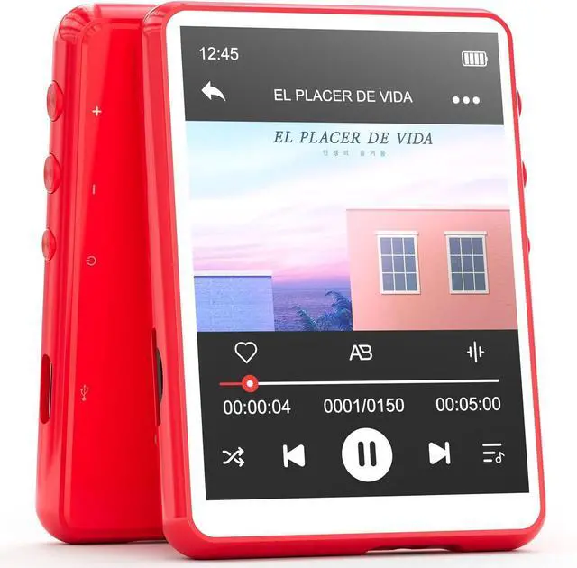 Main image of 64GB MP3 Player Bluetooth 5.3 with 2.4" Full Touch Screen,Portable Digital Music Player with Speaker,FM Radio, Line Recording, HiFi Lossless Sound, Support up to 128GB. (Red)